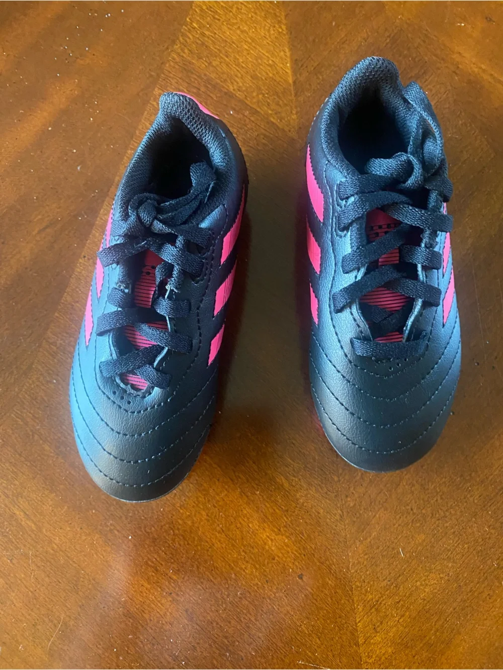 adidas Kids Black and Pink Striped Sneakers